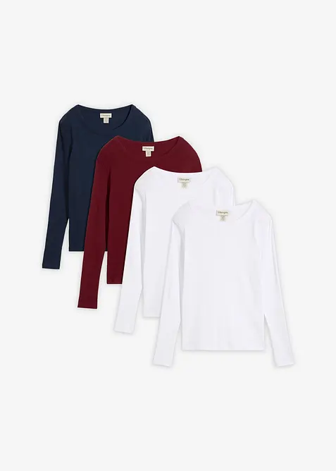 Maglia a costine in puro cotone biologico (pacco da 4), bonprix