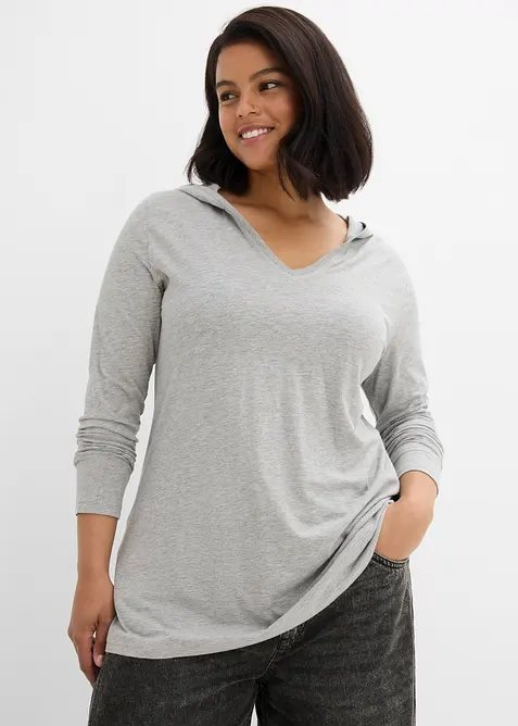 Maglia lunga con cappuccio, bonprix