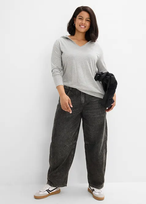 Maglia lunga con cappuccio, bonprix