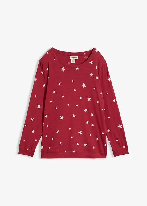 Maglia in cotone a maniche lunghe con fantasia, bonprix