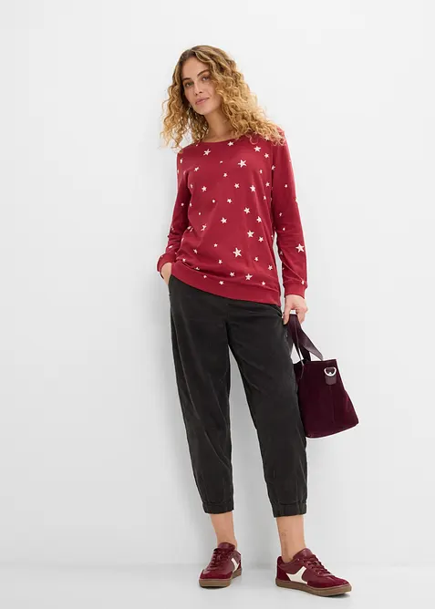 Maglia in cotone a maniche lunghe con fantasia, bonprix
