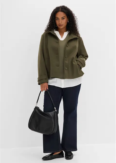 Maglione in filato fine con inserti effetto camicia, bonprix