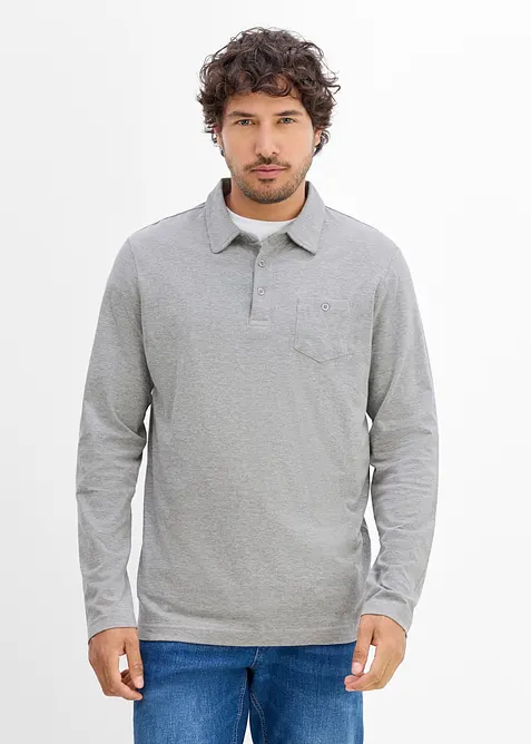Polo a maniche lunghe con taschino al petto (pacco da 2), bonprix