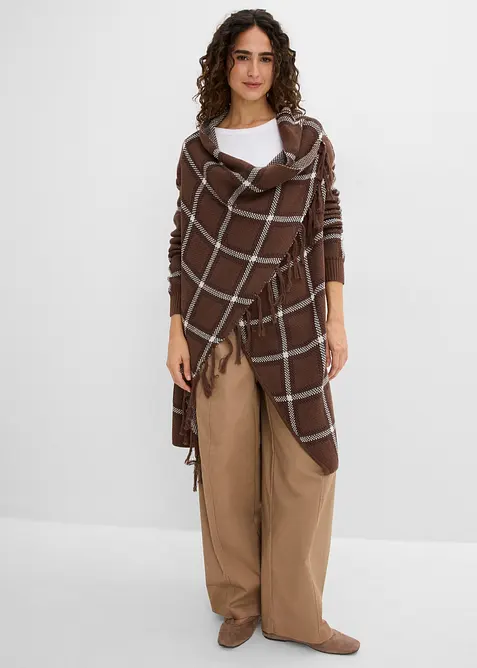 Cardigan di maglia lungo con frange, bonprix