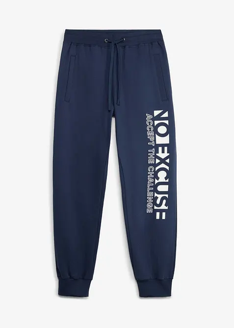 Pantaloni da jogging in puro cotone con stampa sportiva, bonprix