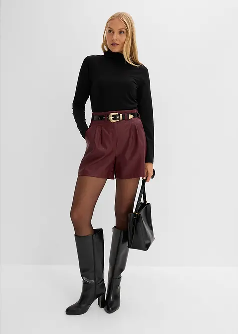 Shorts in similpelle con cintura, bonprix