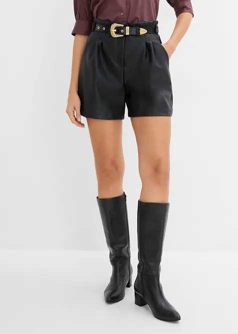 Shorts in similpelle con cintura, bonprix