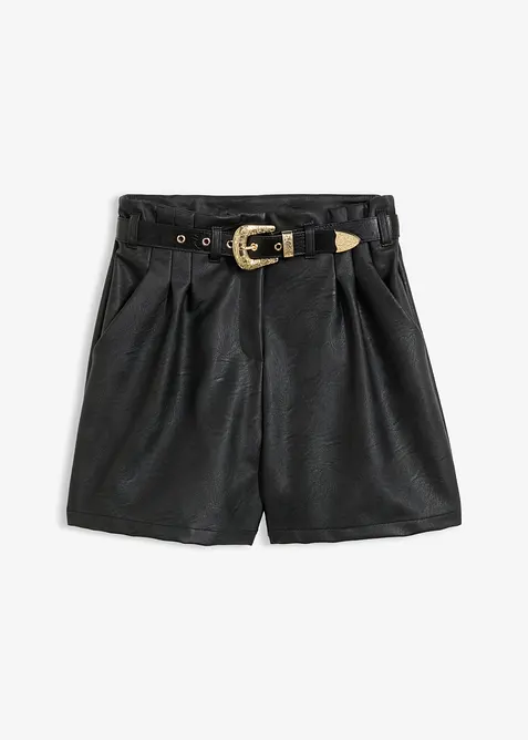 Shorts in similpelle con cintura, bonprix