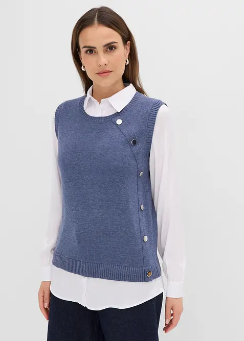 Maglione con inserto effetto camicia, bonprix