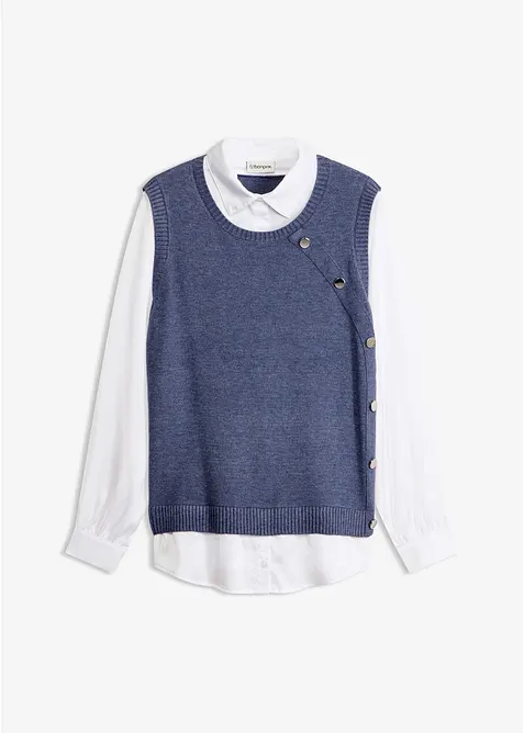 Maglione con inserto effetto camicia, bonprix