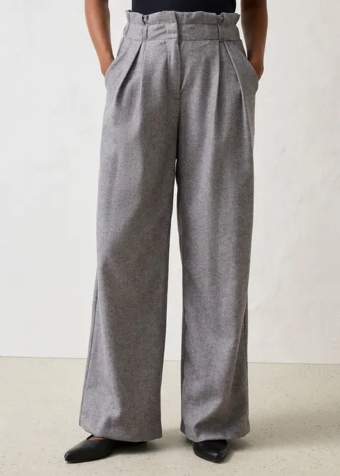 Pantaloni con pinces larghi in misto lana, bonprix