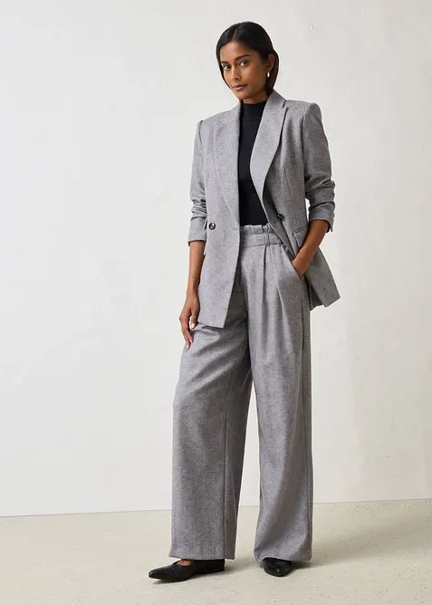 Pantaloni con pinces larghi in misto lana, bonprix