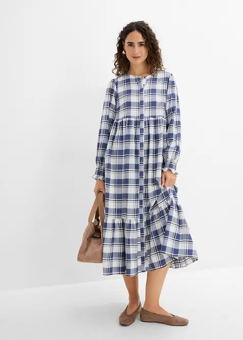 Abito midi in flanella di puro cotone, bonprix
