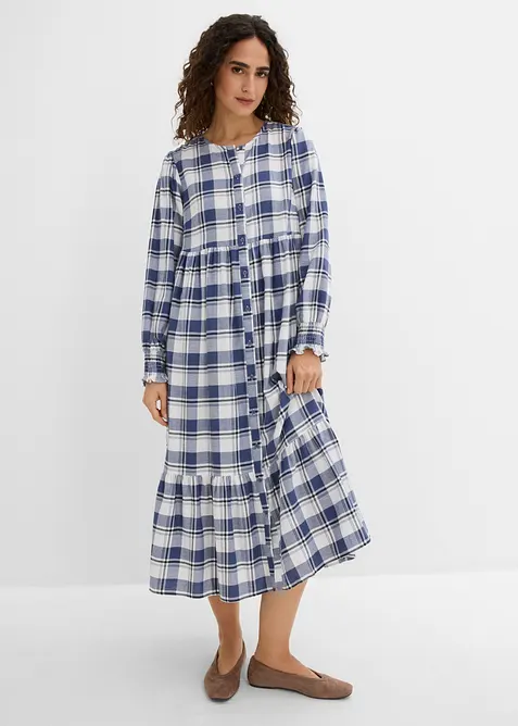 Abito midi in flanella di puro cotone, bonprix