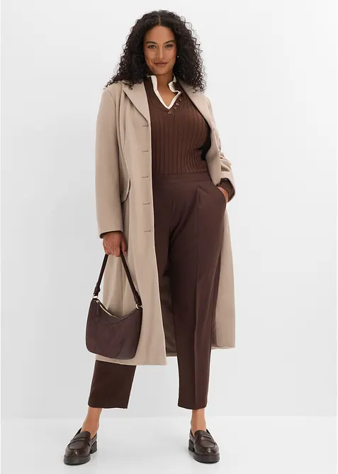 Maglione a coste con effetto 2 in 1 in filato fine di viscosa, bonprix