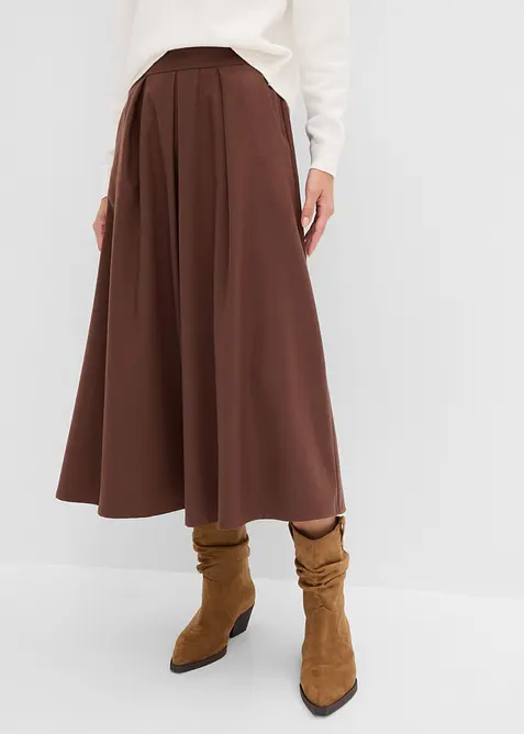 Gonna a pieghe con vita elasticizzata, bonprix