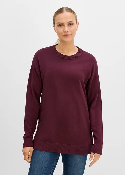 Maglione pr&eacute;maman in morbido cotone biologico con spacchi per l'allattamento, bonprix
