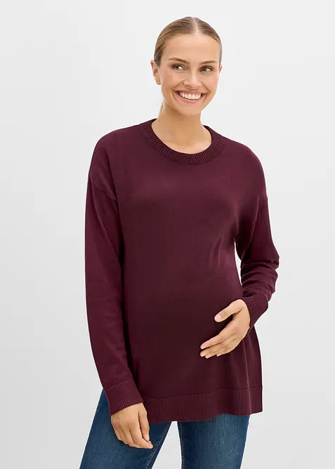 Maglione pr&eacute;maman in morbido cotone biologico con spacchi per l'allattamento, bonprix