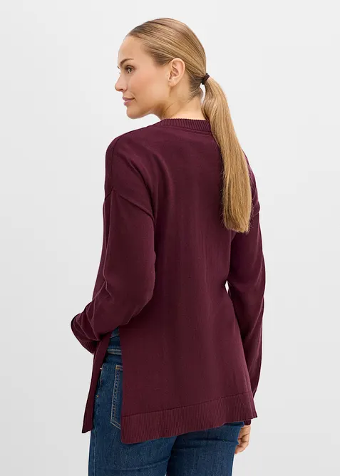 Maglione pr&eacute;maman in morbido cotone biologico con spacchi per l'allattamento, bonprix