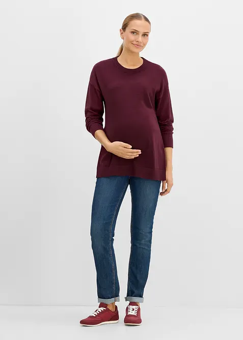 Maglione pr&eacute;maman in morbido cotone biologico con spacchi per l'allattamento, bonprix