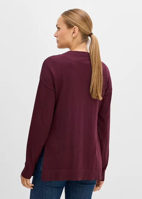 Maglione pr&eacute;maman in morbido cotone biologico con spacchi per l'allattamento, bonprix
