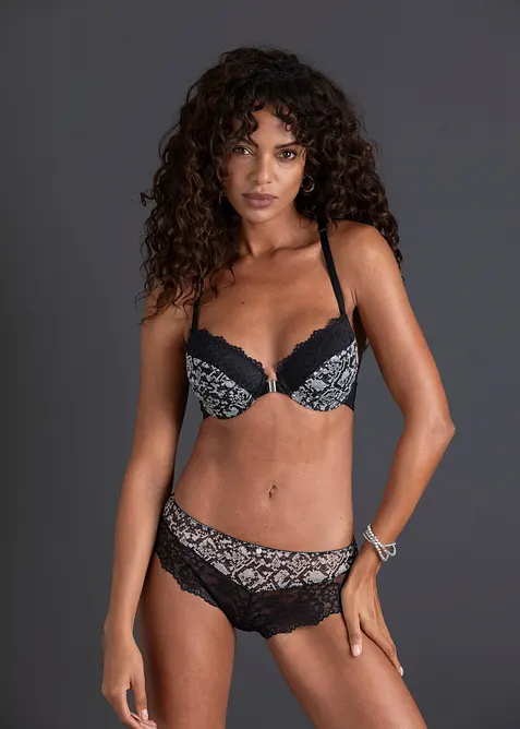 Reggiseno pitonato con coppe preformate e chiusura anteriore, bonprix