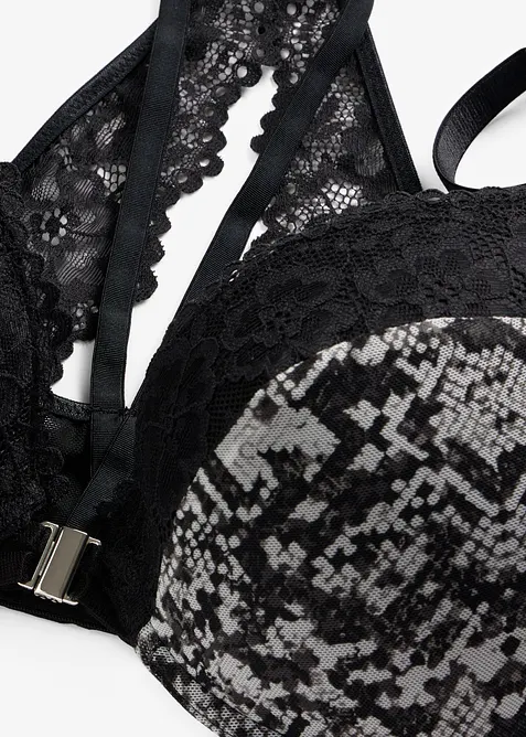 Reggiseno pitonato con coppe preformate e chiusura anteriore, bonprix