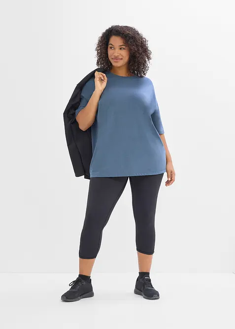 T-shirt per sport oversize con cotone, ad asciugatura rapida, bonprix