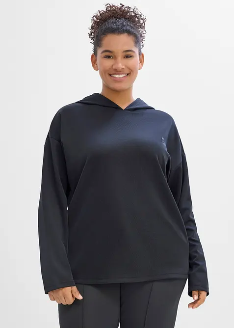 Felpa sportiva oversize ad asciugatura rapida con cappuccio, bonprix