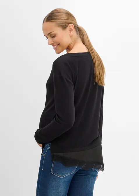 Maglia pr&eacute;maman / da allattamento 2 in 1 con pizzo, bonprix