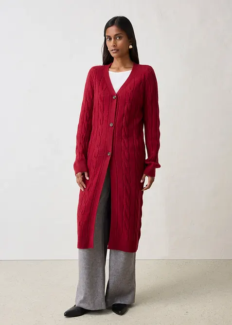 Cardigan lungo in misto lana morbido, bonprix