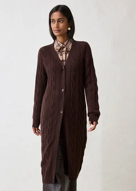 Cardigan lungo con percentuale di morbida lana, bonprix