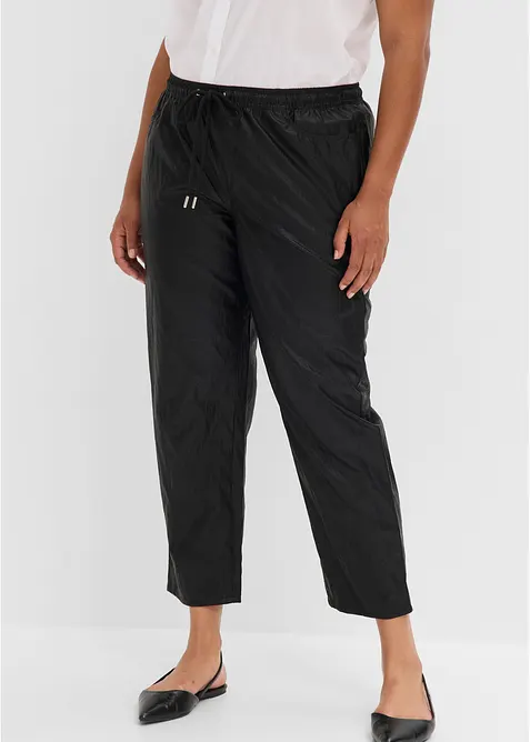 Pantaloni in similpelle con coulisse ed effetto stropicciato, bonprix
