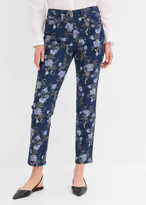 Pantaloni in twill con fantasia a fiori, bonprix