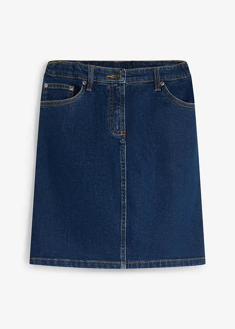 Gonna in jeans di misto cotone elasticizzato, vita media, bonprix