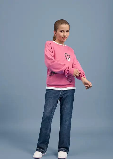 Jeans a zampa, vita media, bonprix