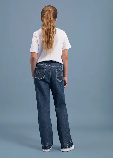Jeans a zampa, vita media, bonprix
