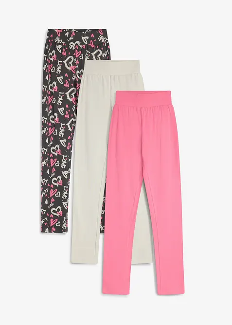 Leggings elasticizzati in misto cotone biologico (pacco da 3), bonprix