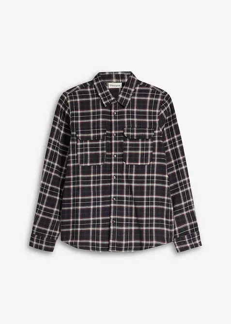 Camicia di flanella a quadri con taschini, bonprix