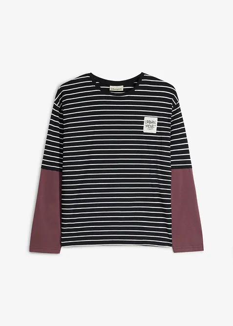 Maglia a maniche lunghe a strati in cotone biologico morbido, bonprix