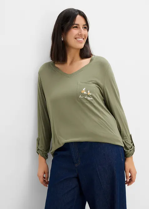 Maglia a maniche lunghe in viscosa morbida, bonprix