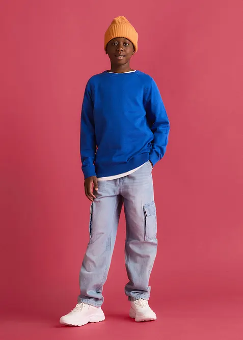 Jeans loose fit straight con elastico in vita e tasche cargo, bonprix