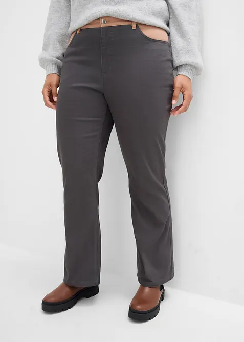 Pantaloni bootcut in misto cotone elasticizzato, bonprix