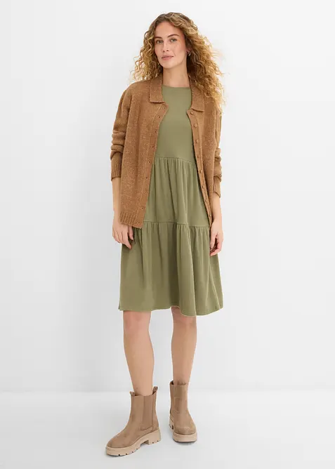 Abito midi in maglia a coste elasticizzata, bonprix
