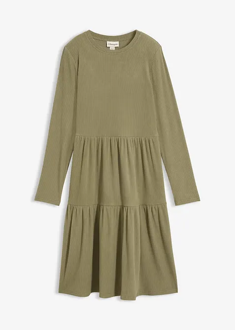 Abito midi in maglia a coste elasticizzata, bonprix