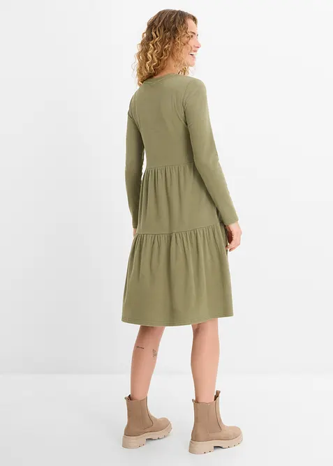 Abito midi in maglia a coste elasticizzata, bonprix