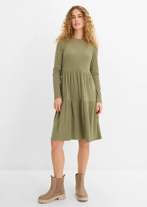 Abito midi in maglia a coste elasticizzata, bonprix
