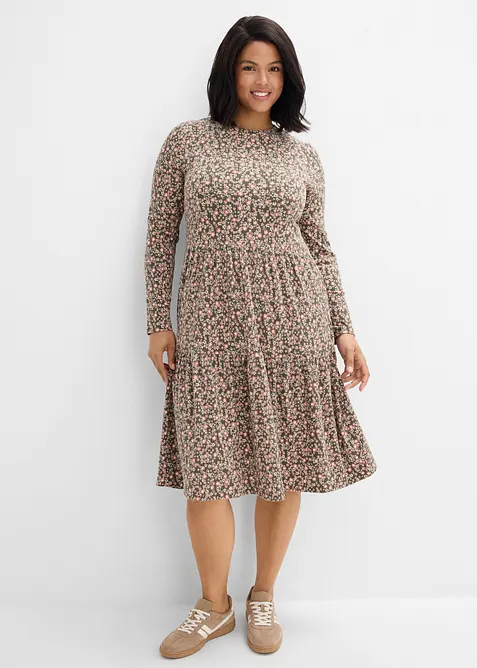 Abito midi in maglia a coste elasticizzata, bonprix