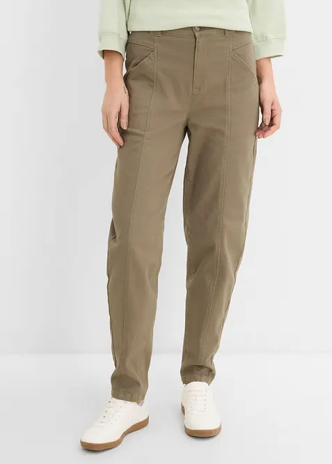Pantaloni barrel in misto cotone elasticizzato, bonprix