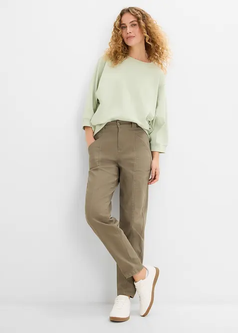 Pantaloni barrel in misto cotone elasticizzato, bonprix